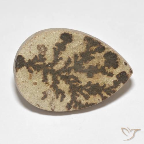 Dendrite de psilomélane Multicolore naturelle En forme de poire, 25.64 ct, Opaque