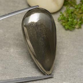 Pyrite jaune naturelle en forme de poire, 37,58 ct, opaque