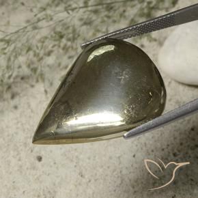 Pyrite Or naturelle En forme de poire, 40.79 ct, Opaque