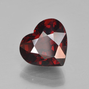 Grenat pyrope rouge naturelle forme de coeur, 3,35 ct, VVS-VS