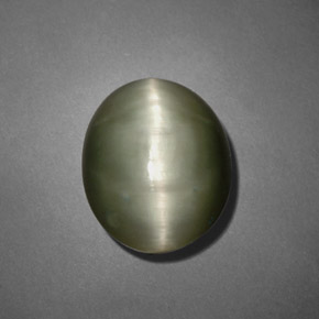 Quartz cat's eye vert naturelle coupe ovale, 7,45 ct, opaque