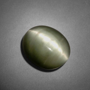 Quartz cat's eye vert naturelle coupe ovale, 7,45 ct, opaque