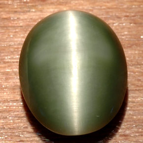 Quartz œil de chat vert naturelle coupe ovale, 7,54 ct, opaque