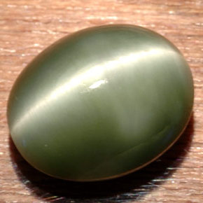 Quartz œil de chat vert naturelle coupe ovale, 7,54 ct, opaque