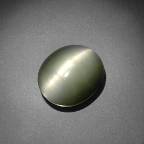 Quartz œil de chat vert naturelle coupe ovale, 7,13 ct, opaque