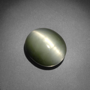 Quartz œil de chat vert naturelle coupe ovale, 7,13 ct, opaque