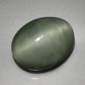 Quartz cat's eye vert naturelle coupe ovale, 3,91 ct, opaque