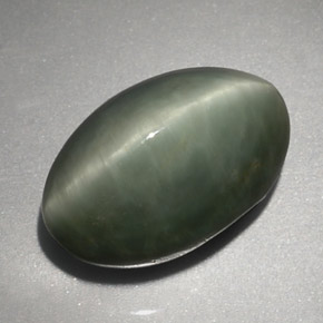 Quartz cat's eye vert naturelle coupe ovale, 6,45 ct, opaque