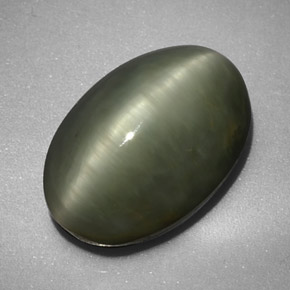 Quartz Œil de Chat Vert naturelle Coupe ovale, 6.32 ct, Opaque
