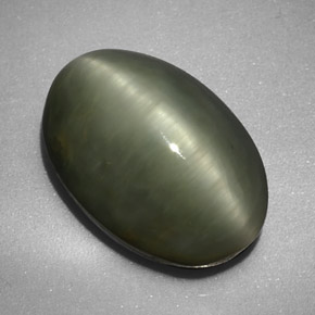 Quartz Œil de Chat Vert naturelle Coupe ovale, 6.32 ct, Opaque