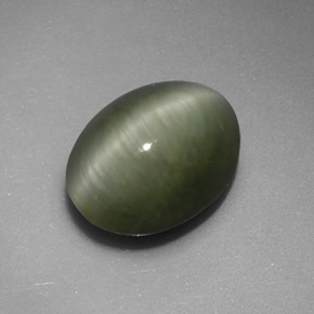 Quartz Œil de Chat Vert naturelle Coupe ovale, 5.34 ct, Opaque