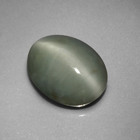 Quartz Œil de Chat Vert naturelle Coupe ovale, 4.16 ct, Opaque