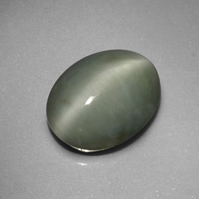Quartz Œil de Chat Vert naturelle Coupe ovale, 4.16 ct, Opaque