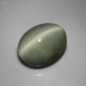Quartz Œil de Chat Vert naturelle Coupe ovale, 5.17 ct, Opaque