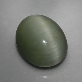 Quartz cat's eye vert naturelle coupe ovale, 3,64 ct, opaque