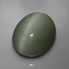 Quartz cat's eye vert naturelle coupe ovale, 3,64 ct, opaque