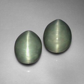 Achetez naturel ct vert quartz cat's eye gems, coupe ovale, en provenance sri lanka (ceylan) chez gemselect. en stock, livraison internationale!