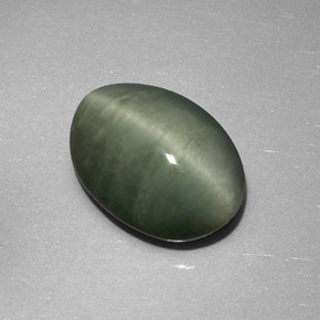 Quartz Œil de Chat Vert naturelle Coupe ovale, 7,49 ct, Opaque