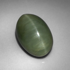 Quartz œil de chat vert naturelle coupe ovale, 4,98 ct, opaque