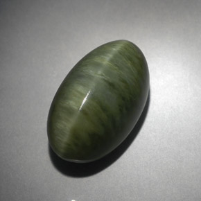 Quartz Œil de Chat Vert naturelle Coupe ovale, 7.10 ct, Opaque