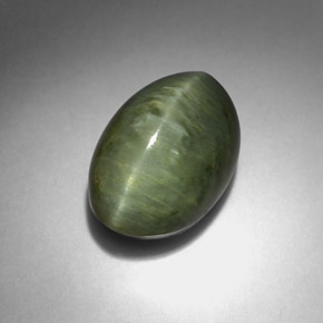 Quartz œil de chat vert naturelle coupe ovale, 5,08 ct, opaque