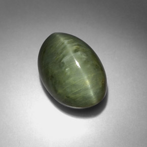 Quartz œil de chat vert naturelle coupe ovale, 5,08 ct, opaque