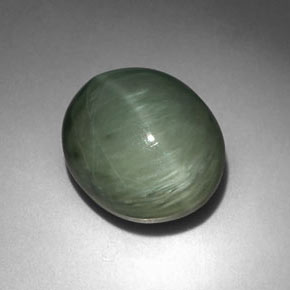 Quartz œil de chat vert naturelle coupe ovale, 6,35 ct, opaque