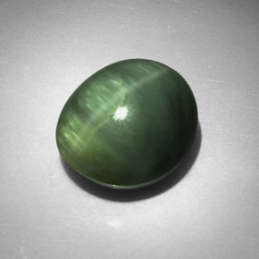 Quartz Œil de Chat Vert naturelle Coupe ovale, 6.84 ct, Opaque