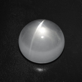 Quartz Œil de Chat Blanc naturelle Coupe roude, 7.64 ct, Transparent