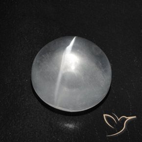 7.56ct Naturel Blanc clair Quartz Œil de Chat, Tour, Transparent