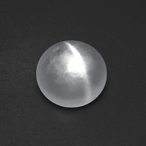 Quartz Œil de Chat Blanc naturelle Coupe roude, 7.81 ct, Transparent