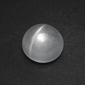 Quartz œil de chat blanc naturelle coupe roude, 7,50 ct, transparent
