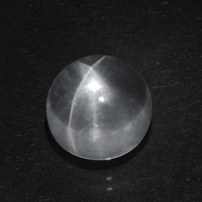 Quartz cat's eye blanc naturelle coupe roude, 6,95 ct, transparent