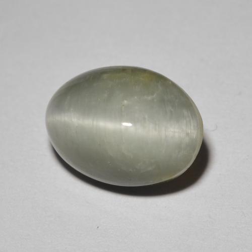 Quartz Œil de Chat Gris verdâtre pâle naturelle Coupe ovale, 3.65 ct, Opaque