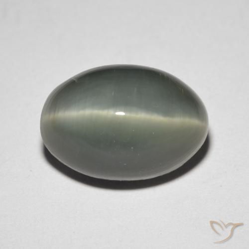 4.76ct Naturel Gris verdâtre Quartz Œil de Chat, ovale, Opaque