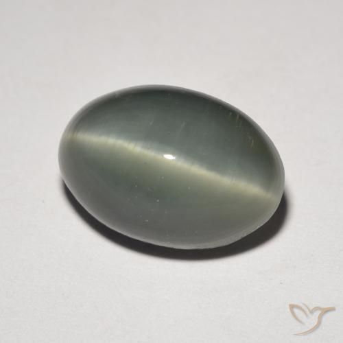 Quartz Œil de Chat Gris verdâtre naturelle ovale, 4.76 ct, Opaque
