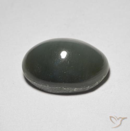 Quartz Œil de Chat Gris verdâtre naturelle ovale, 4.76 ct, Opaque