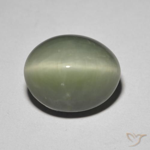 Quartz cat's eye vert naturelle coupe ovale, 5,26 ct, opaque