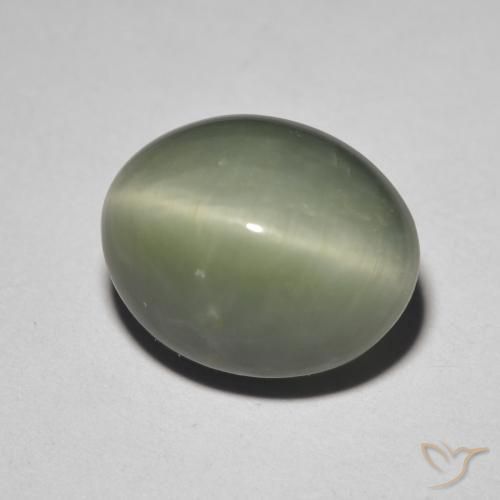 Quartz cat's eye vert naturelle coupe ovale, 5,26 ct, opaque