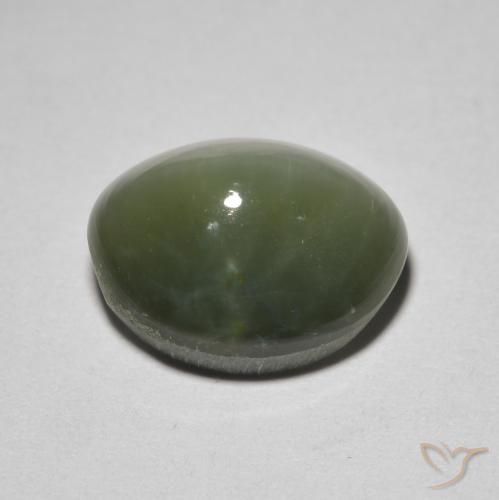 Quartz cat's eye vert naturelle coupe ovale, 5,26 ct, opaque
