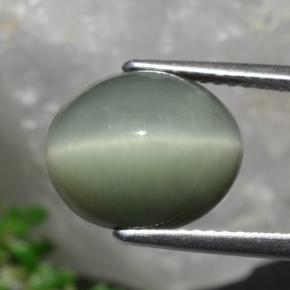Quartz œil de chat vert moyen naturelle coupe ovale, 5,84 ct, opaque