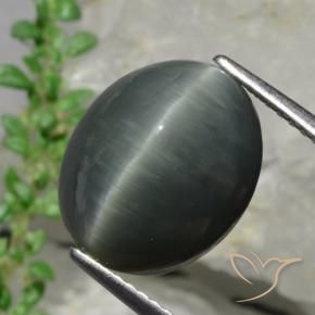 Quartz Œil de Chat Gris foncé naturelle Coupe ovale, 8.57 ct, Opaque