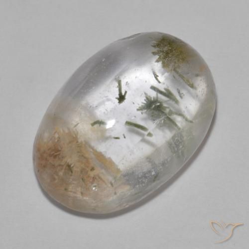 18.07ct Naturel Multicolore Quartz avec hédenbergite, ovale, Transparent