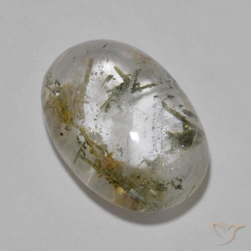 13.73ct Naturel Multicolore Quartz avec hédenbergite, ovale, Transparent