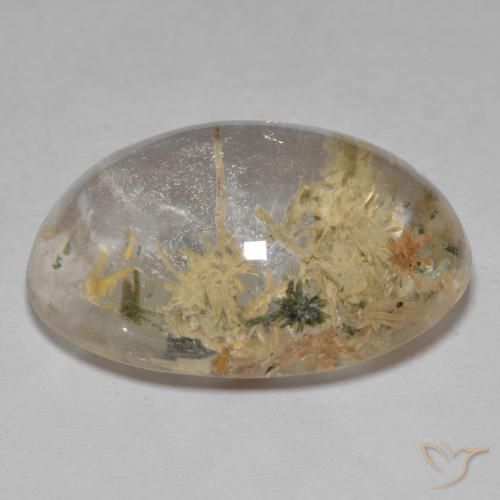 Quartz avec hédenbergite Multicolore naturelle ovale, 19.85 ct, Transparent