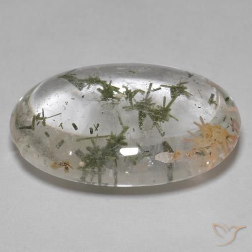 Quartz avec hédenbergite Multicolore naturelle ovale, 20.92 ct, Transparent