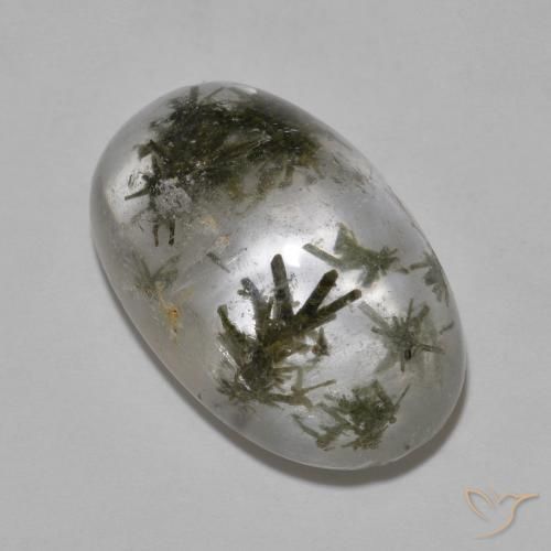 19.06ct Naturel Multicolore Quartz avec hédenbergite, ovale, Transparent