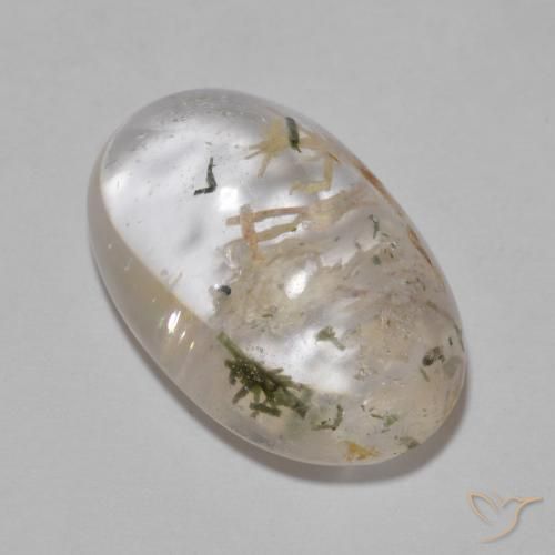 14.35ct Naturel Multicolore Quartz avec hédenbergite, ovale, Transparent