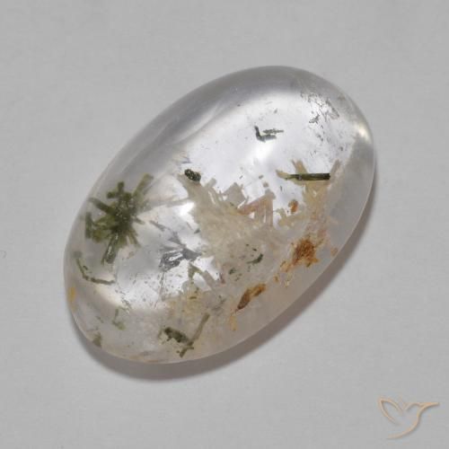 Quartz avec hédenbergite Multicolore naturelle ovale, 14.35 ct, Transparent