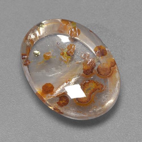 Quartz avec marcassite multicolore naturelle coupe ovale, 7,46 ct, transparent